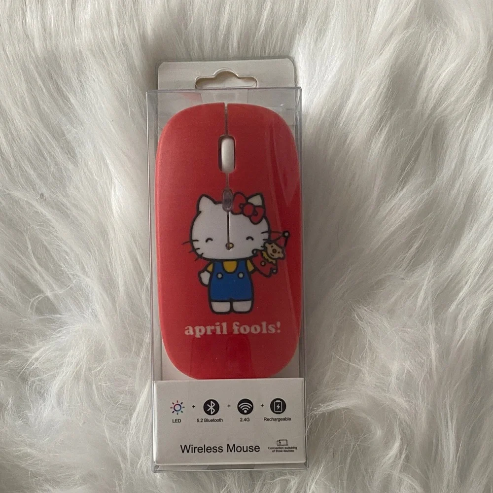 Red Cute Cartoon Wireless Mouse - Hello Kitty Style